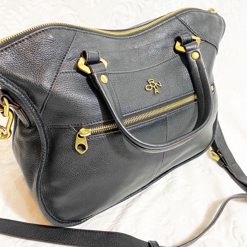 OrYANY Pebble Leather Satchel with Braiding Detail
